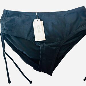 Bonneuitbebe Womens High Waist Black Bikini Bottoms Sz S Small Side Tie NWT